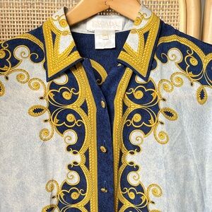 Escada Margaretha Ley silk shirt with gold buttons